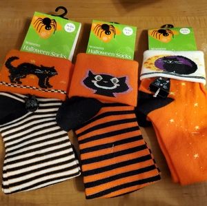 NEW 3 Pairs Women Cuff Halloween Socks W/Bells & Moving Eyes